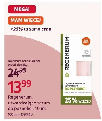 Regenerum utwardzające serum do paznokci promocja w Rossmann