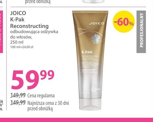 Odbudowująca odżywka do włosów Joico K-Pak Reconstructing promocja w Hebe