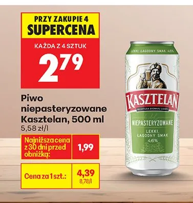 Piwo Kasztelan niepasteryzowane promocja w Biedronka