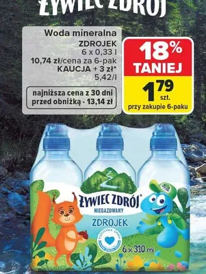 Woda mineralna niegazowana Zdrojek promocja w Carrefour Market