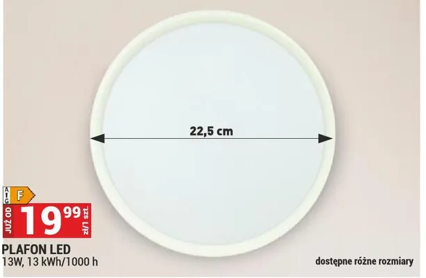 Plafon LED 13W, 13 kWh/1000 h promocja w Merkury Market
