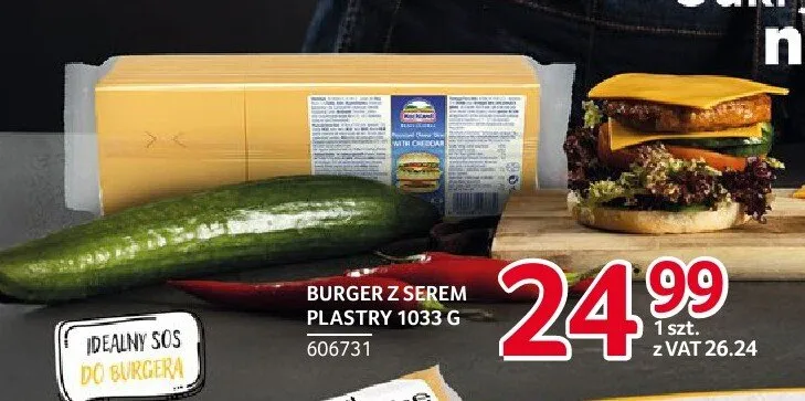 Ser burger z serem plastry Hochland Professional 1033 g promocja w Selgros