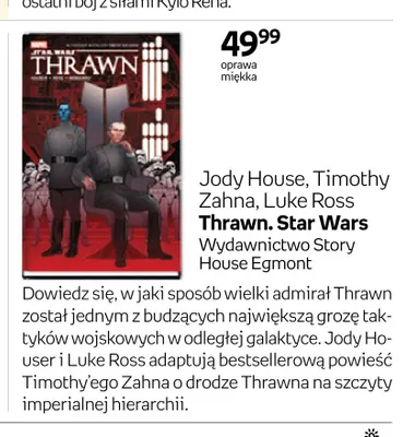 Książka Thrawn Star Wars Jody House Timothy Zahna Luke Ross oprawa miękka promocja w Empik