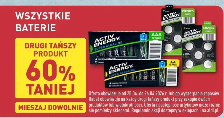 Baterie alkaliczne promocja w Aldi