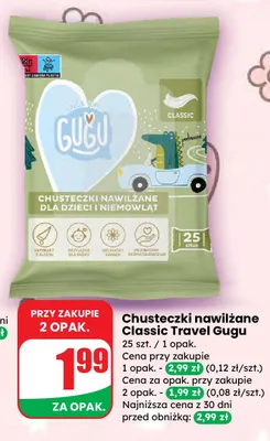 Chusteczki nawilżane Classic Travel promocja w Dino