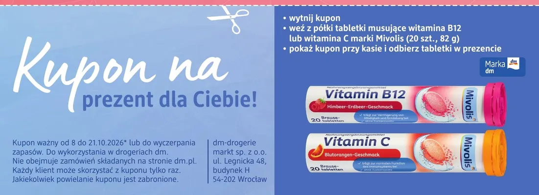 Tabletki musujące witamina C Mivolis promocja w Drogerie DM