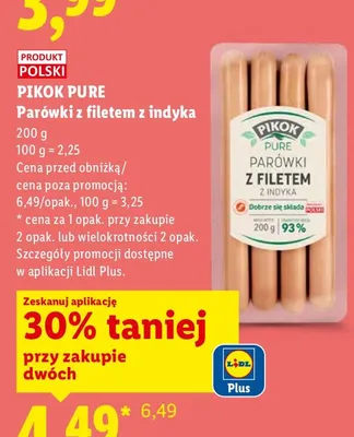 Parówki z filetem z indyka promocja w Lidl