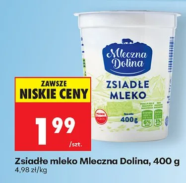 Zsiadłe mleko Mleczna Dolina promocja w Biedronka