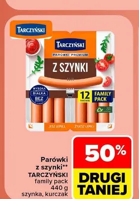 Parówki z kurczaka Tarczyński family pack promocja w Carrefour Market