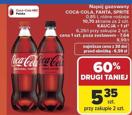 Napój gazowany Coca-Cola Zero Cukru promocja w Carrefour Market