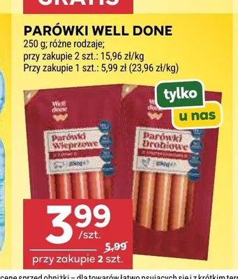 Parówki Well Done Wieprzowe promocja w Stokrotka