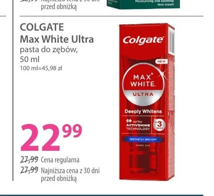 Pasta do zębów Colgate Max White Ultra promocja w Hebe
