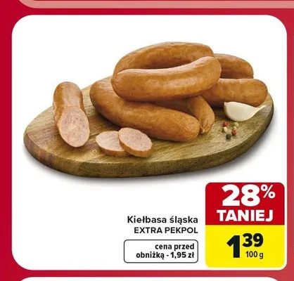 Kiełbasa śląska Extra Pekpol promocja w Carrefour
