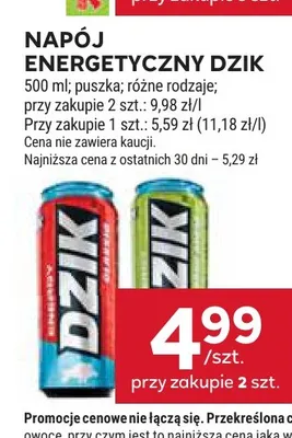 Napój energetyczny Dzik promocja w Stokrotka
