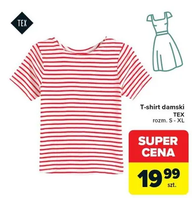 T-shirt damski Tex w paski rozm. S-XL promocja w Carrefour