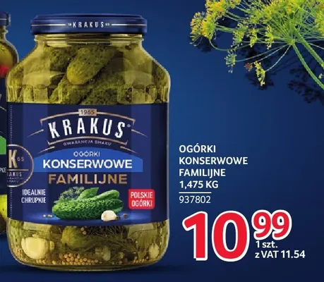 Ogórki konserwowe familijne Krakus promocja w Selgros