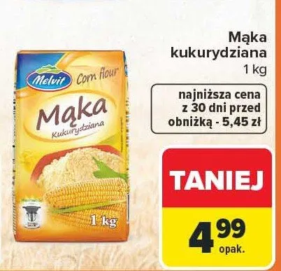Mąka kukurydziana Melvit promocja w Carrefour
