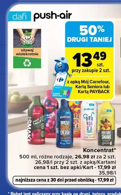 Koncentrat do napojów Push-Air promocja w Carrefour