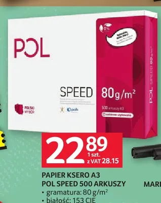 Papier ksero A3 POL Speed 500-pak promocja w Selgros