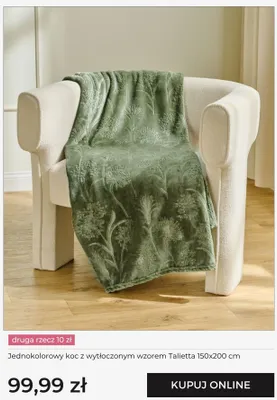 Koc jednokolorowy z wytłoczonym wzorem Talietta home&you promocja w home&you