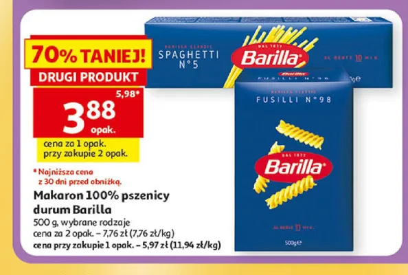 Makaron Spaghetti No 5 Barilla promocja w Auchan
