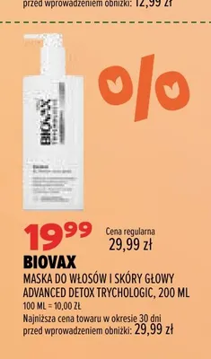 Maska do włosów i skóry głowy Advanced Detox Trychologic Biovax promocja w Drogerie Natura