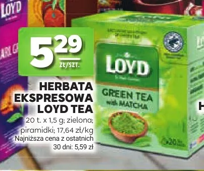 Herbata ekspresowa Loyd Tea zielona promocja w Stokrotka