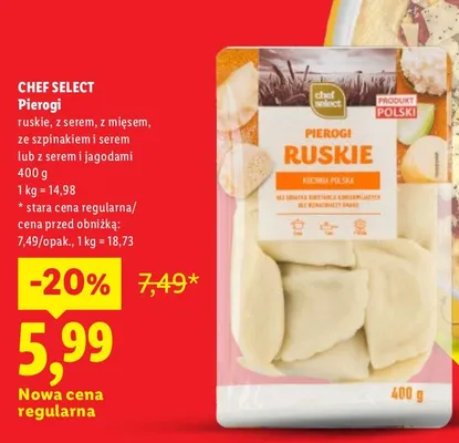 Pierogi ze szpinakiem i serem Chef Select promocja w Lidl