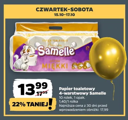 Papier toaletowy 4-warstwowy Samelle promocja w Netto