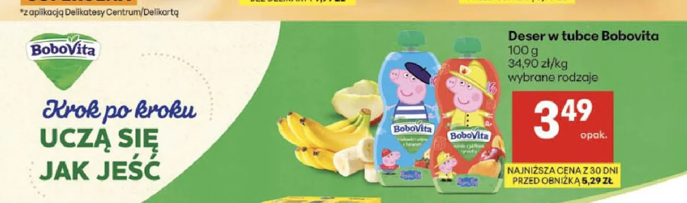 Deser w tubce Bobovita promocja w Delikatesy Centrum