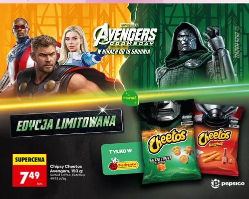 Chipsy Cheetos Avengers Ketchup promocja w Biedronka