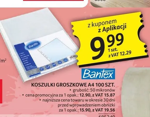 Koszulki groszkowe A4 Bantex 100 szt. promocja w Selgros