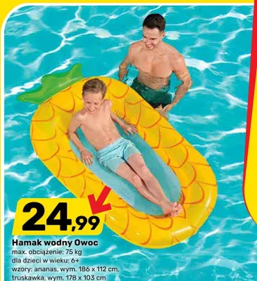 Hamak wodny Owoc ananas 186x112cm promocja w Bricomarche