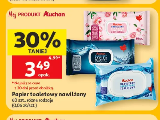 Papier toaletowy nawilżany Auchan Pure promocja w Auchan