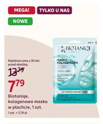 Maska kolagenowa w płachcie Biotaniqe PDRN promocja w Rossmann
