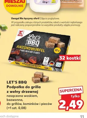 Podpałka do grilla z wełny drzewnej nasączona woskiem bezwonna do grillów, kominków i pieców LET'S BBQ promocja w Kaufland
