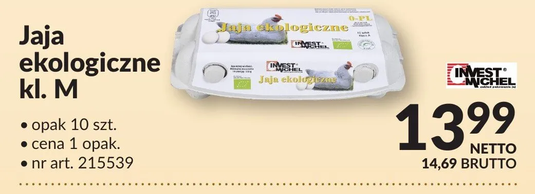 Jaja ekologiczne kl. M Invest West promocja w Makro