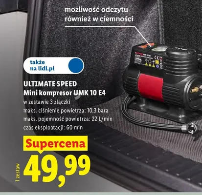 Mini kompresor Ultimate Speed UMK 10 E4 promocja w Lidl