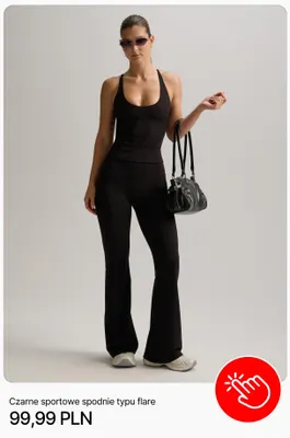 Czarne sportowe spodnie typu flare Cropp promocja w Cropp