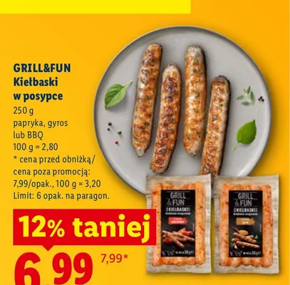 Kiełbaski w posypce papryka Grill&Fun promocja w Lidl