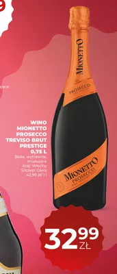 Wino Mionetto Prosecco Treviso Brut Prestige białe wytrawne musujące promocja w Duży Ben