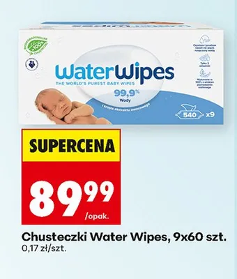 Chusteczki nawilżane WaterWipes 9-pak promocja w Biedronka