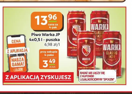 Piwo Warka 4-pak promocja w Społem Częstochowa
