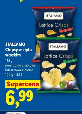 Chipsy w stylu włoskim pomidorowo-ziołowe lub serowo-ziołowe promocja w Lidl