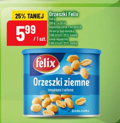 Orzeszki ziemne Felix smażone i solone promocja w POLOmarket