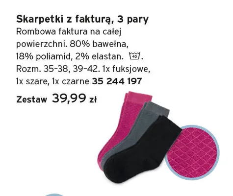 Skarpetki z fakturą 3-pak promocja w Tchibo
