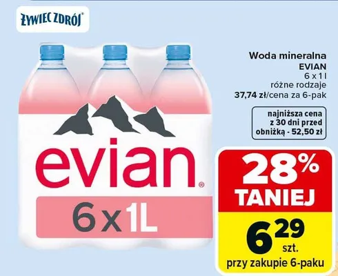 Woda mineralna 6x1 l promocja w Carrefour