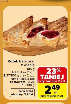 Rożek francuski z wiśnią promocja w Carrefour Market