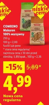 Makaron 100% warzywny Combino promocja w Lidl