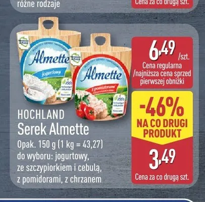 Serek Almette z pomidorami Hochland promocja w Aldi